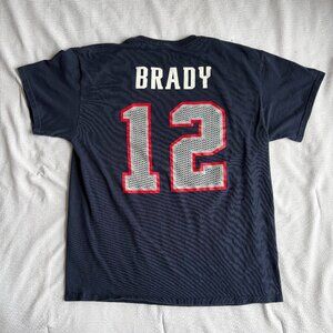 Tom Brady #12 New England Patriots Jersey Navy Blue T-Shirt Men's Size Large